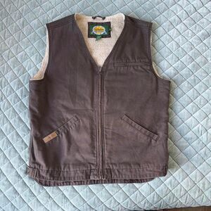 Cabela’s Sherpa Lined Canvas Work Vest Brown Outdoor